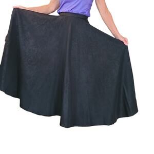 Vintage black faille full circle maxi evening skirt XS